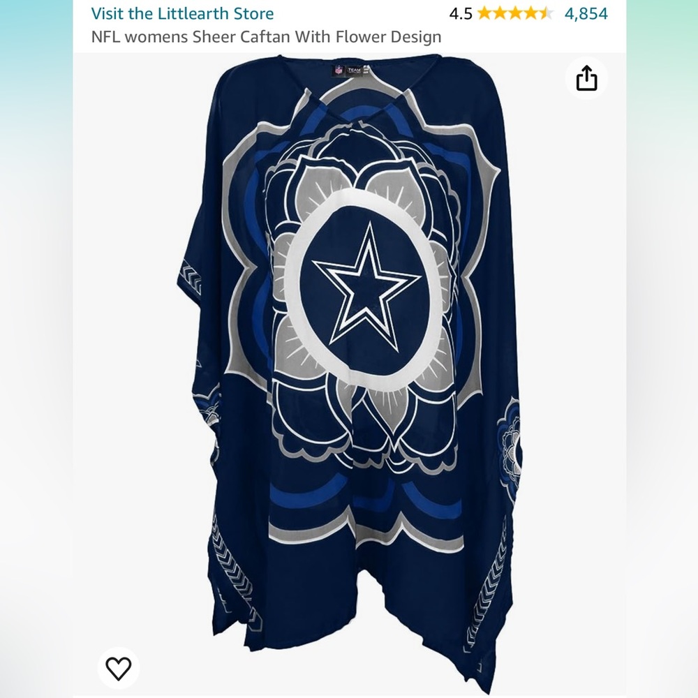 NFL womens Sheer Caftan With Flower Design Dallas Cowboys